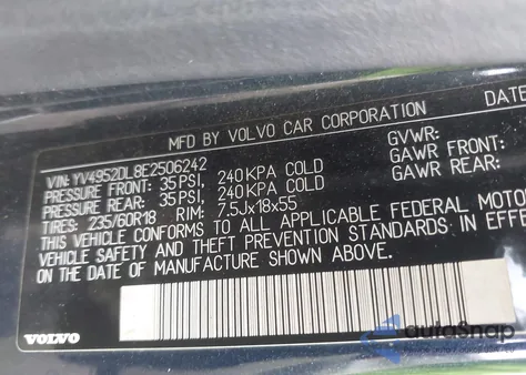 2014 Volvo Xc60 3.2 Premier Plus из США, поврежденный, VIN YV4952DL8E2506242